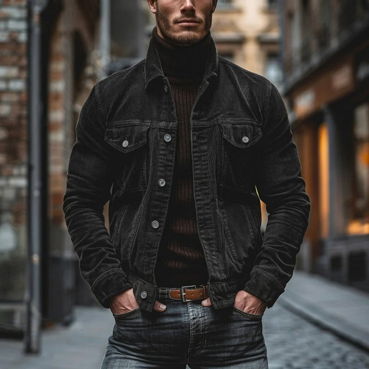 Theo | Men's Corduroy Bomber Jacket Single-Breasted Overshirt