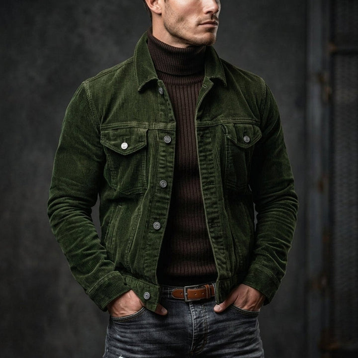 Theo | Men's Corduroy Bomber Jacket Single-Breasted Overshirt