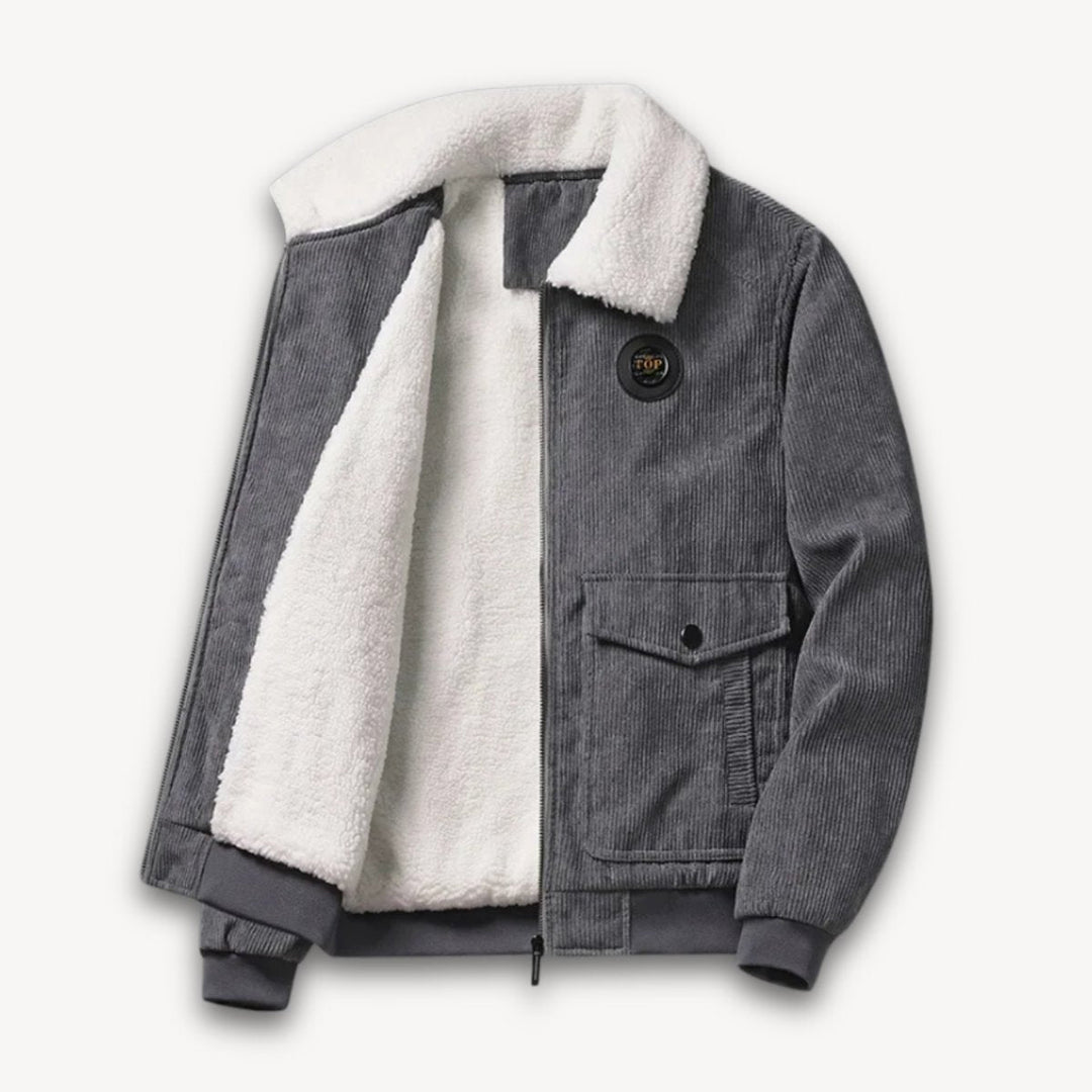 Jack | Mens Corduroy Sherpa-Lined Bomber Jacket Fleece Collar