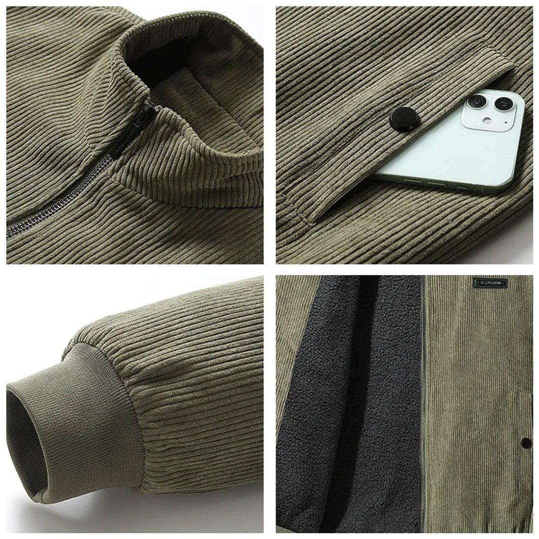 Henry | Men's Corduroy Sherpa-Lined Bomber Jacket Fleece Zip-Through Coat