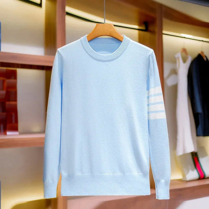 Charlie | Men's Crewneck Knitted Stripe-Sleeve Jumper