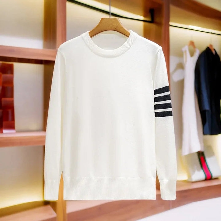 Charlie | Men's Crewneck Knitted Stripe-Sleeve Jumper