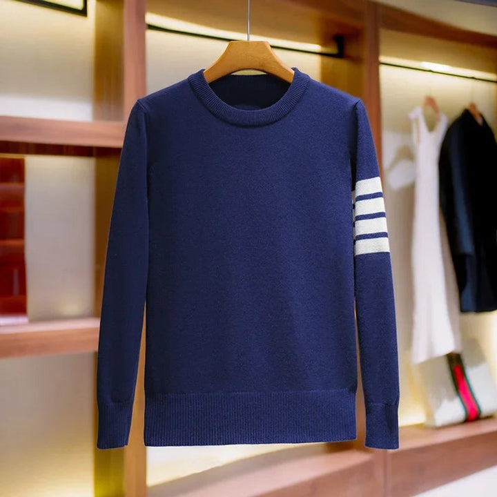 Charlie | Men's Crewneck Knitted Stripe-Sleeve Jumper
