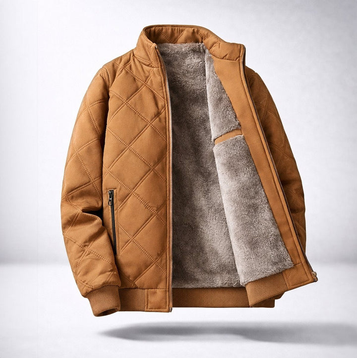Charlie | Men's Diamond-Quilted Fleece-Lined Bomber Jacket