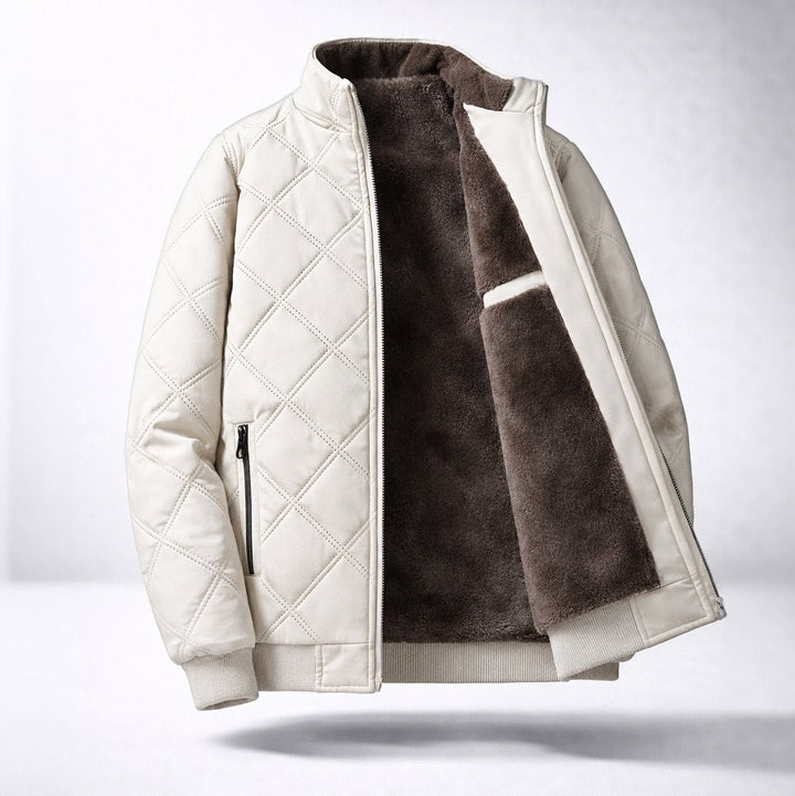 Charlie | Men's Diamond-Quilted Fleece-Lined Bomber Jacket