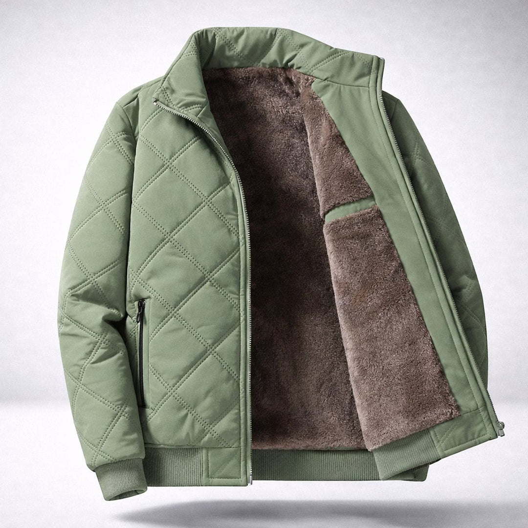 Charlie | Men's Diamond-Quilted Fleece-Lined Bomber Jacket