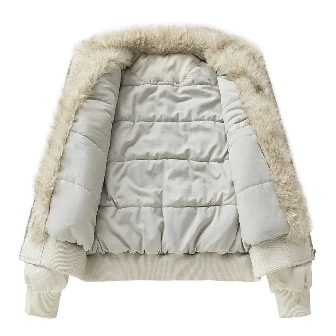 George | Men's Faux Fur Lined Wind-Resistant Bomber Jacket