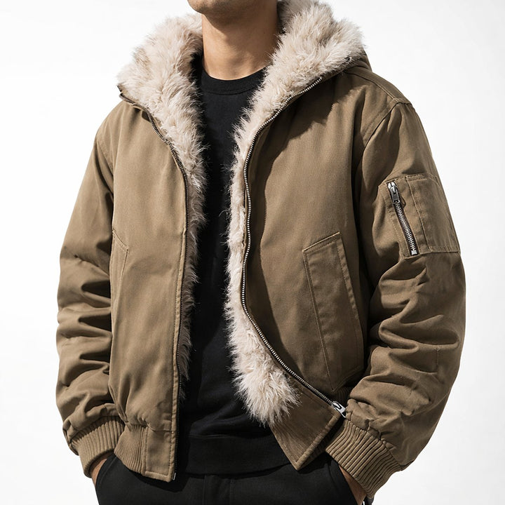 George | Men's Faux Fur Lined Wind-Resistant Bomber Jacket