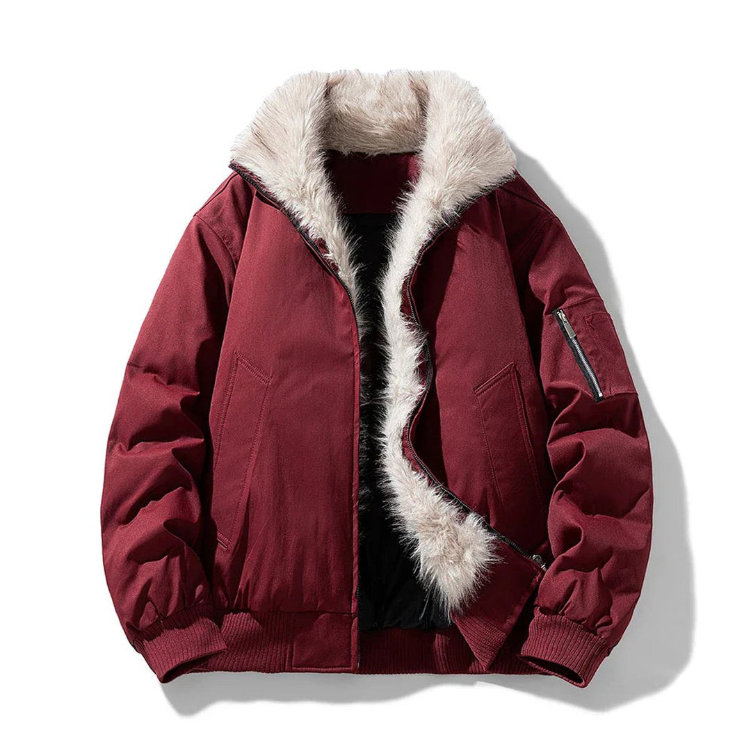 George | Men's Faux Fur Lined Wind-Resistant Bomber Jacket