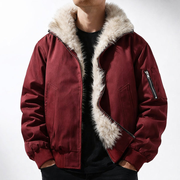 George | Men's Faux Fur Lined Wind-Resistant Bomber Jacket