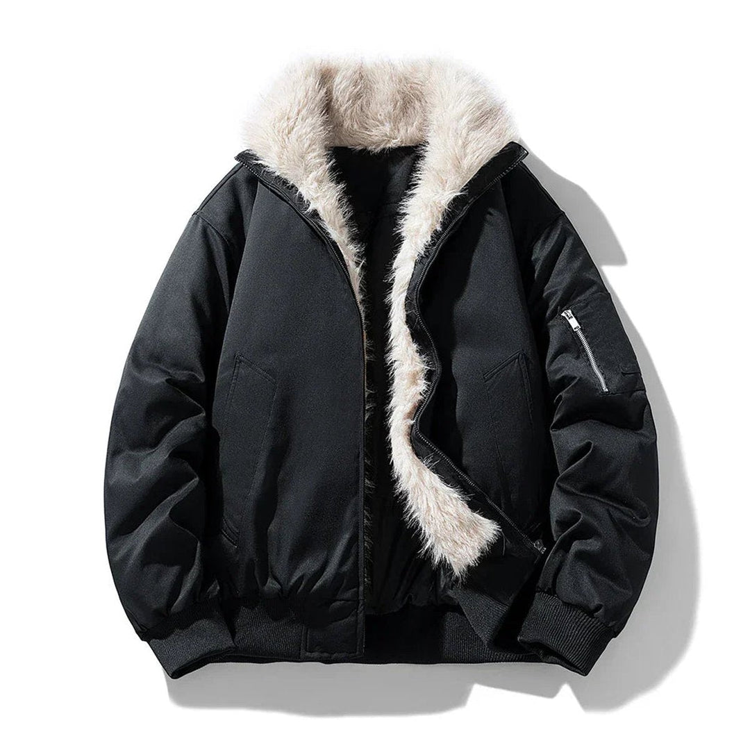 George | Men's Faux Fur Lined Wind-Resistant Bomber Jacket
