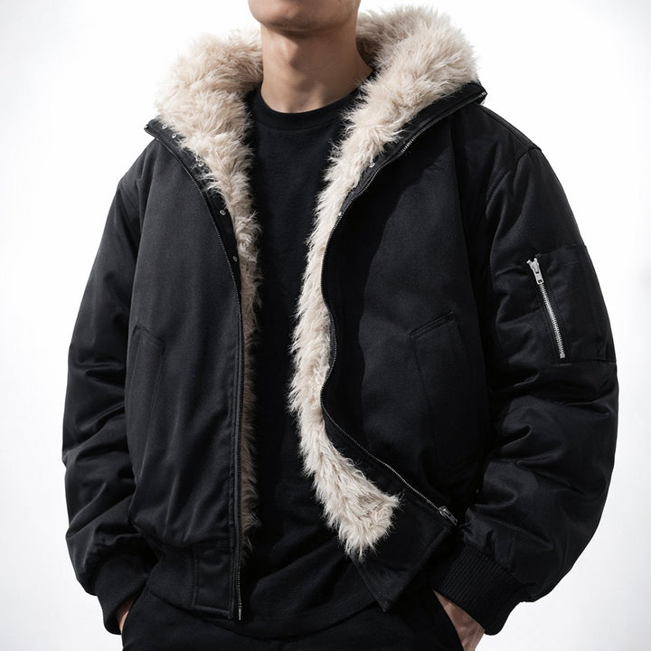 George | Men's Faux Fur Lined Wind-Resistant Bomber Jacket