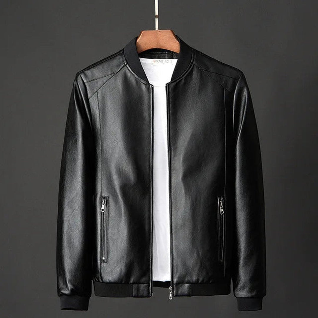 Archie | Men's Faux Leather Vintage Bomber Jacket Zip-Up