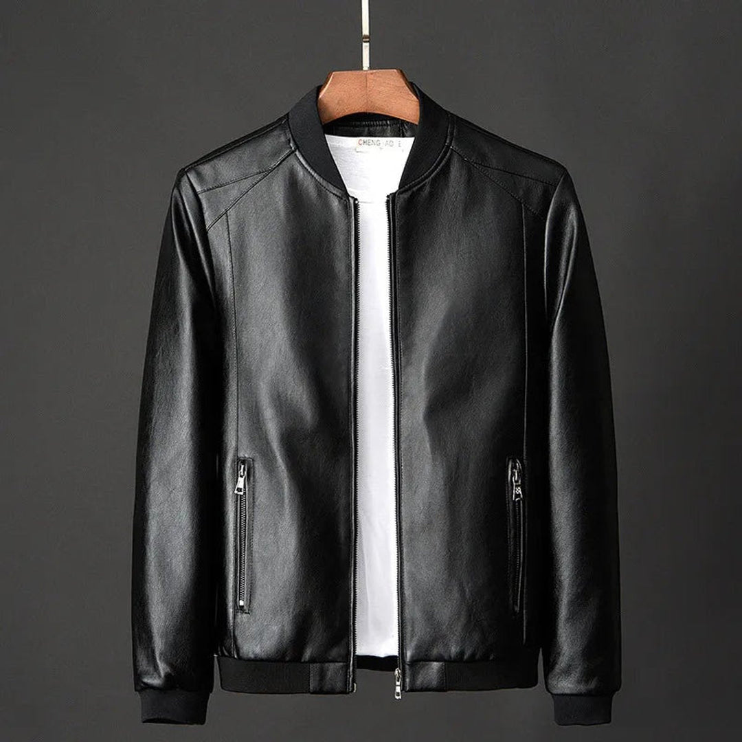 Archie | Men's Faux Leather Vintage Bomber Jacket Zip-Up