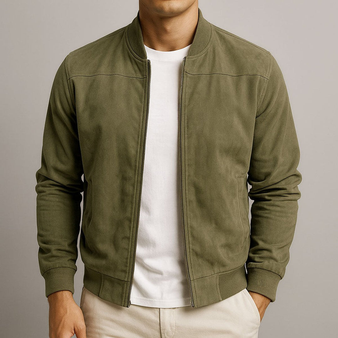 Jacob | Men's Faux-Suede Zip-Up Bomber Jacket