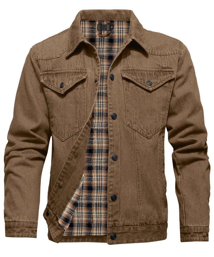 Noah | Men's Flannel-Lined Denim Jacket Trucker Style Button Front