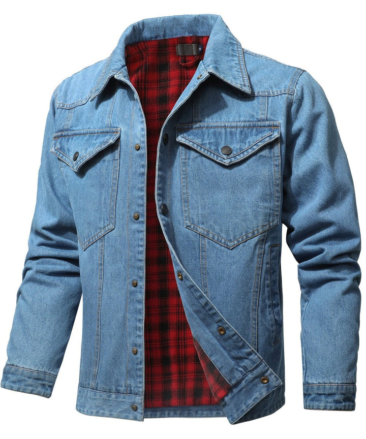 Noah | Men's Flannel-Lined Denim Jacket Trucker Style Button Front