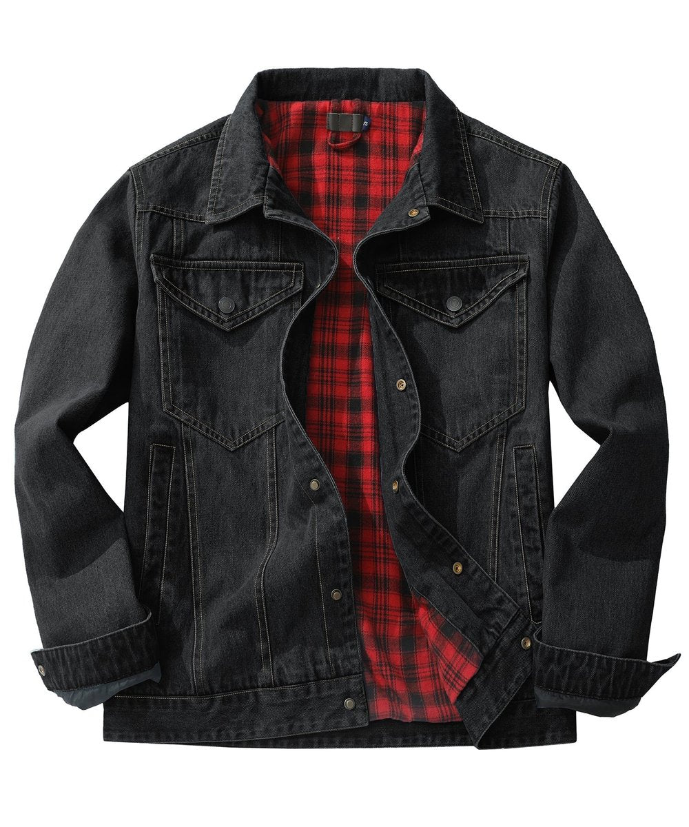 Noah | Men's Flannel-Lined Denim Jacket Trucker Style Button Front