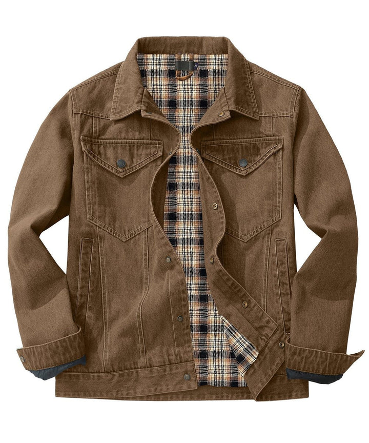 Noah | Men's Flannel-Lined Denim Jacket Trucker Style Button Front