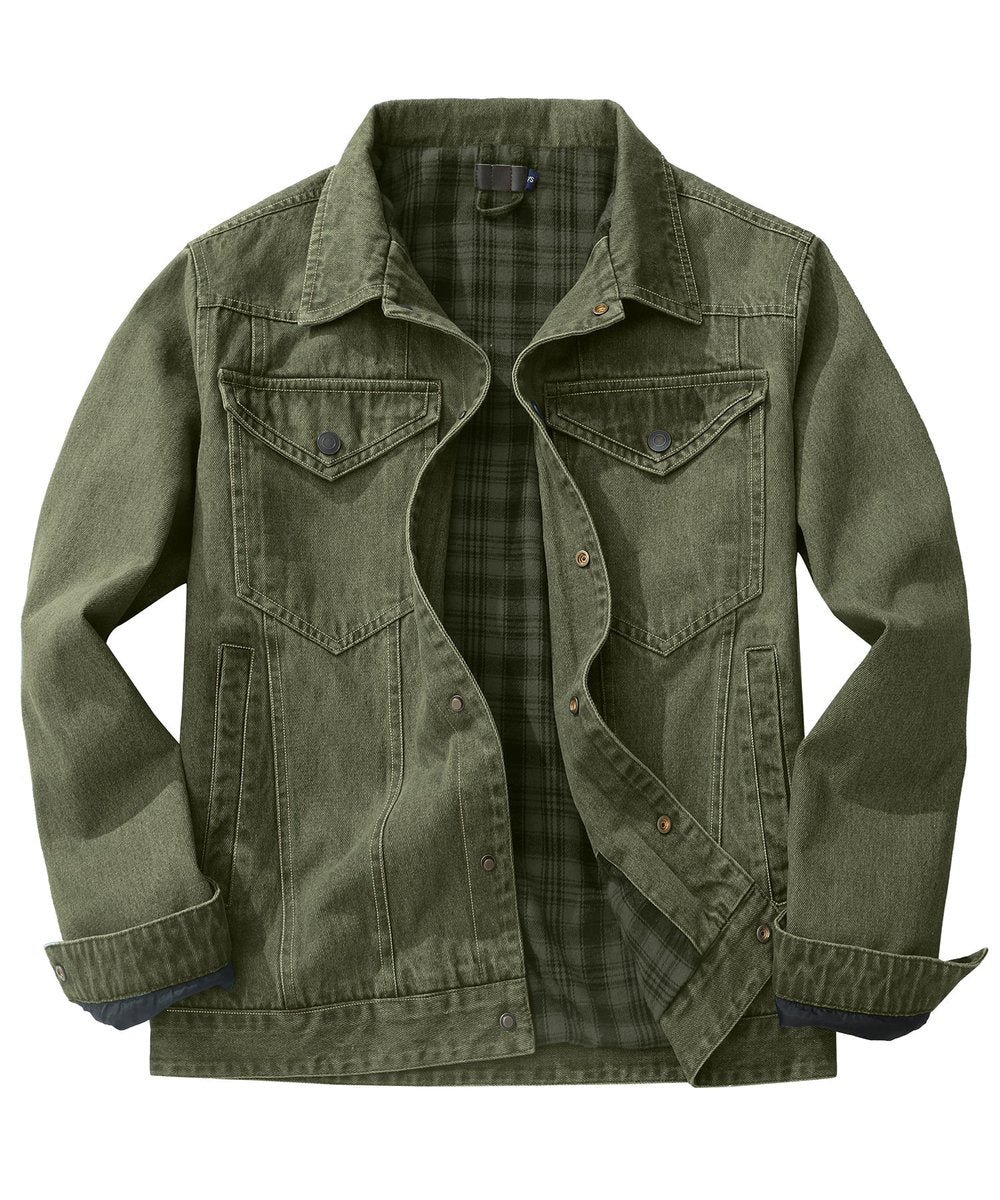 Noah | Men's Flannel-Lined Denim Jacket Trucker Style Button Front