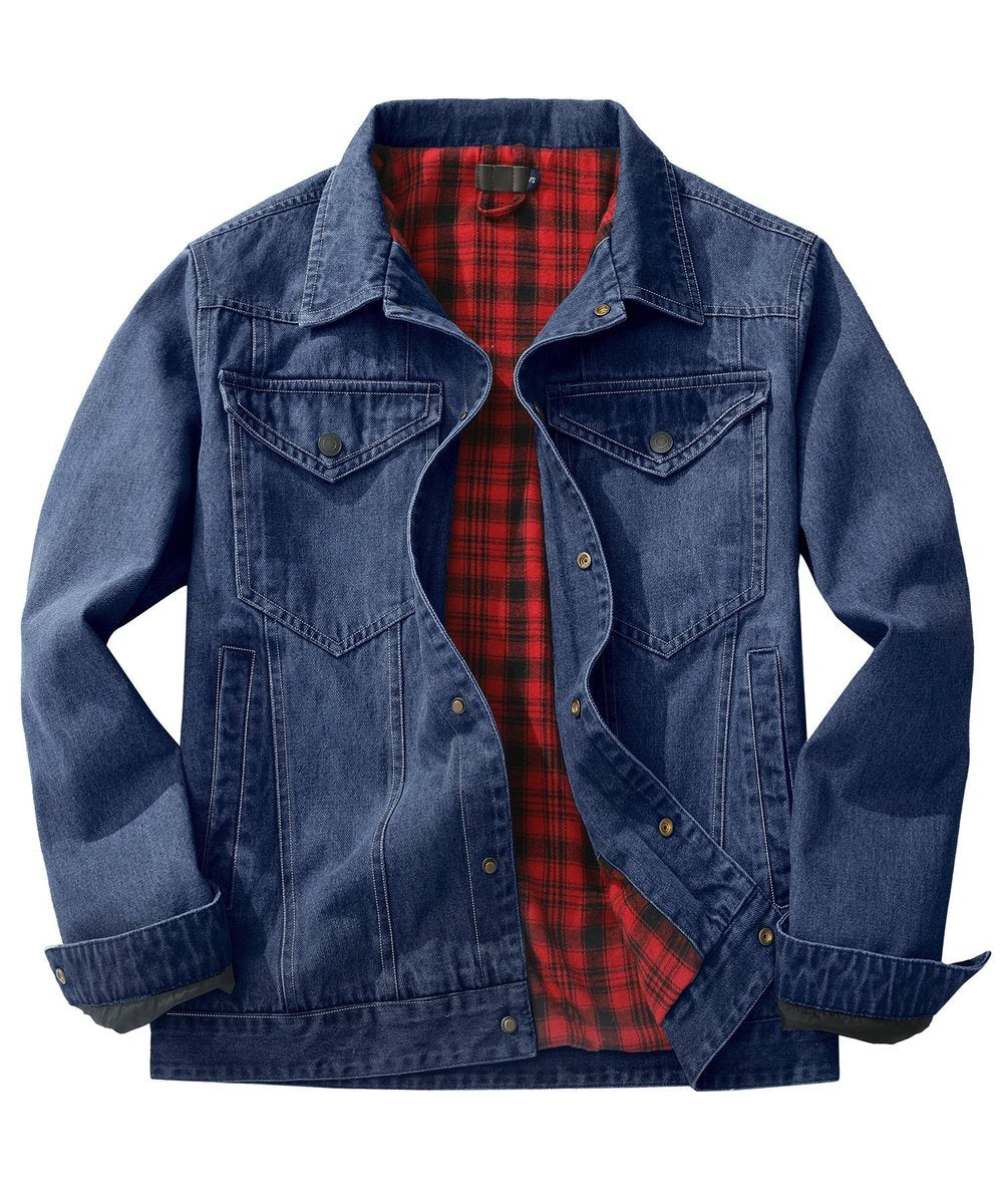 Noah | Men's Flannel-Lined Denim Jacket Trucker Style Button Front