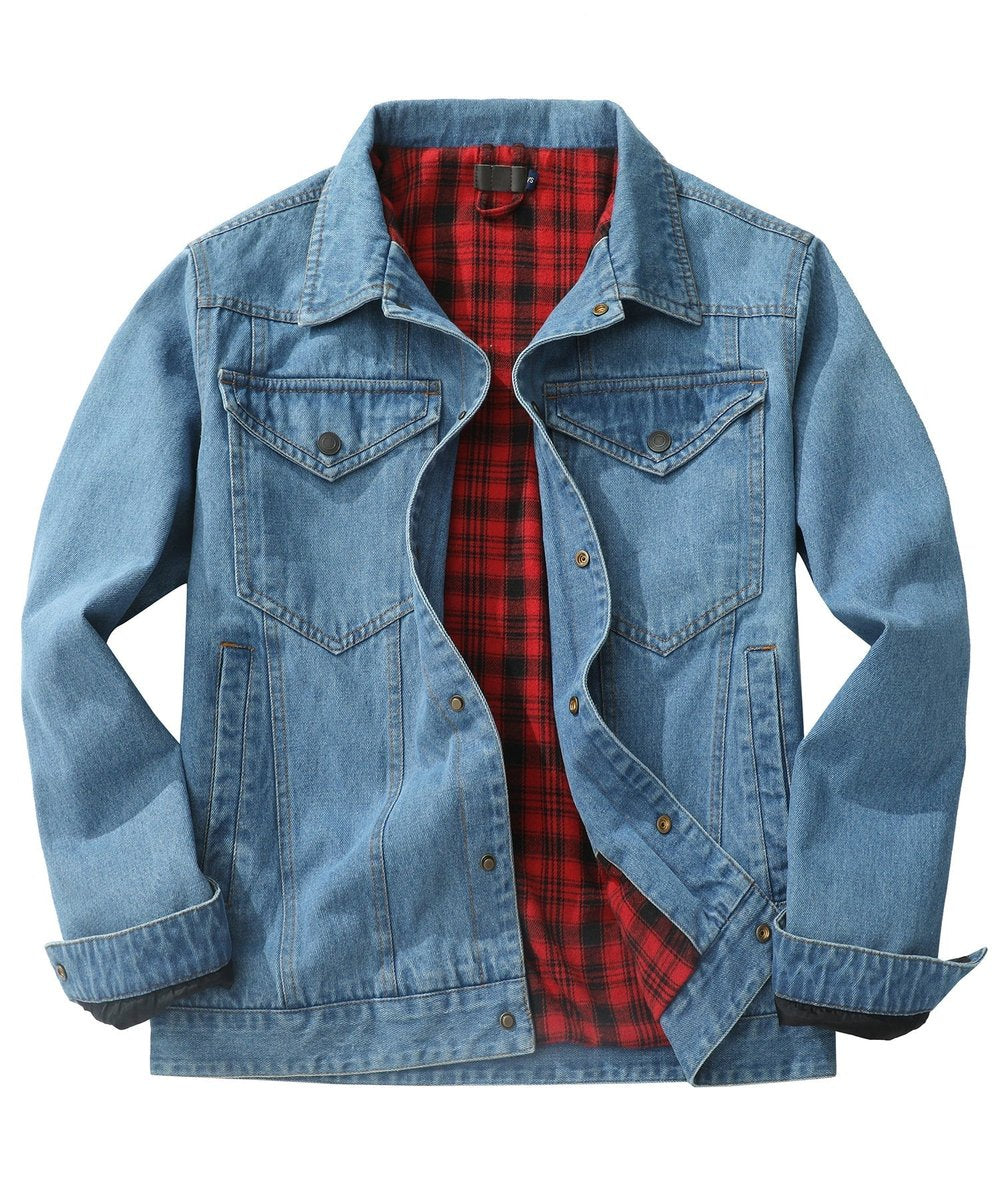 Noah | Men's Flannel-Lined Denim Jacket Trucker Style Button Front