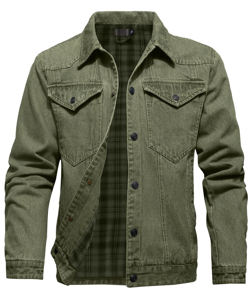 Noah | Men's Flannel-Lined Denim Jacket Trucker Style Button Front