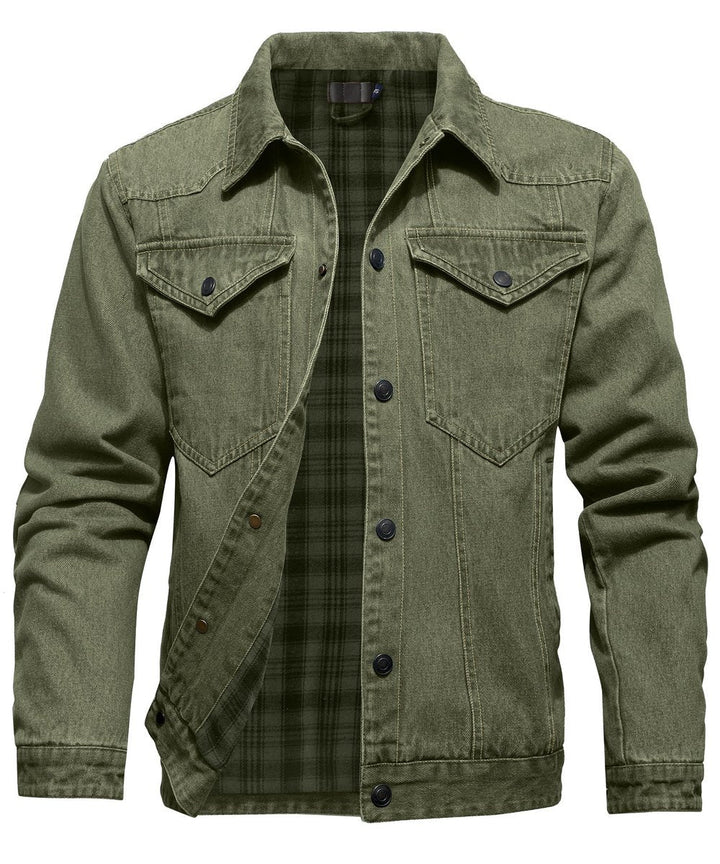Noah | Men's Flannel-Lined Denim Jacket Trucker Style Button Front