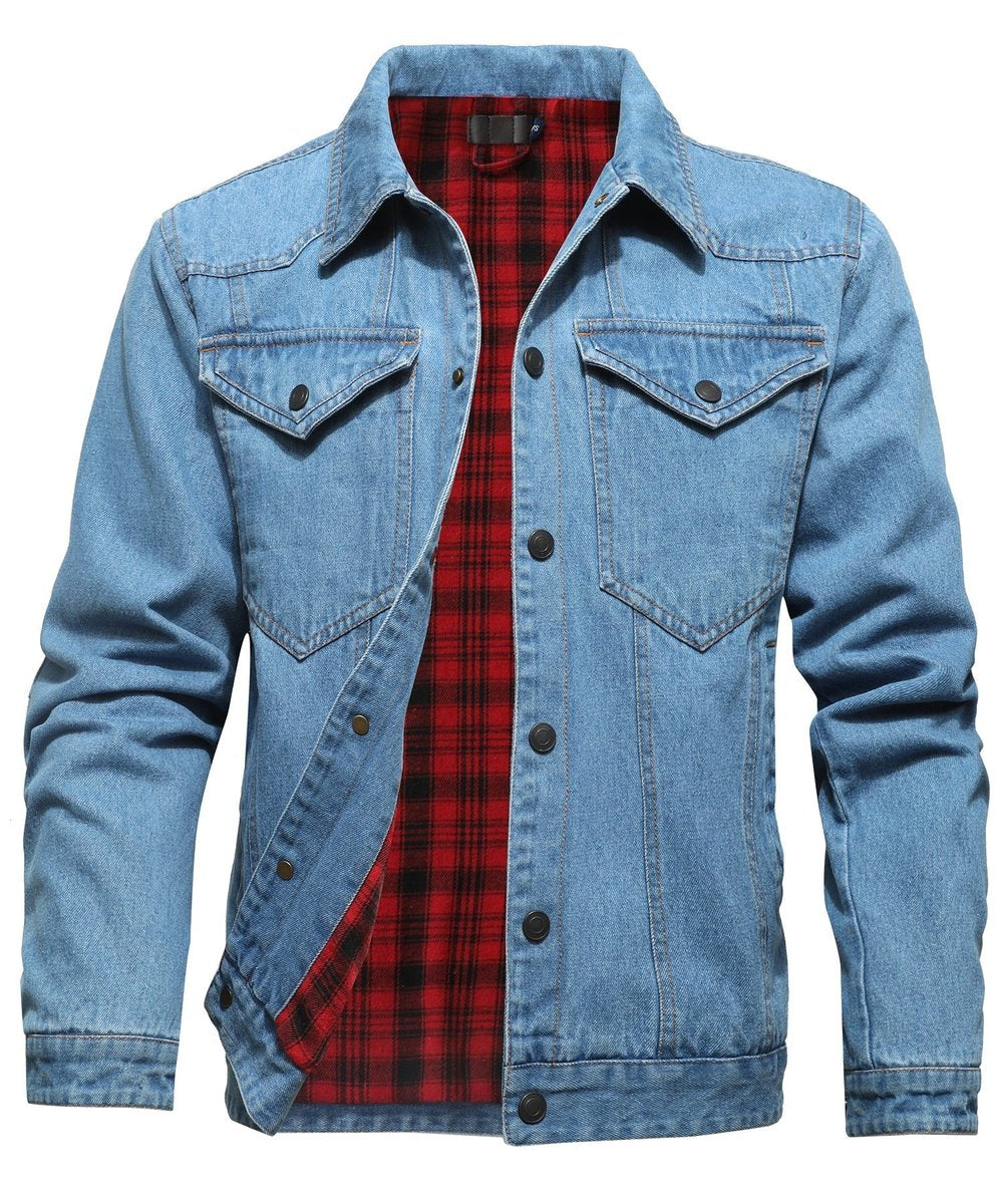 Noah | Men's Flannel-Lined Denim Jacket Trucker Style Button Front