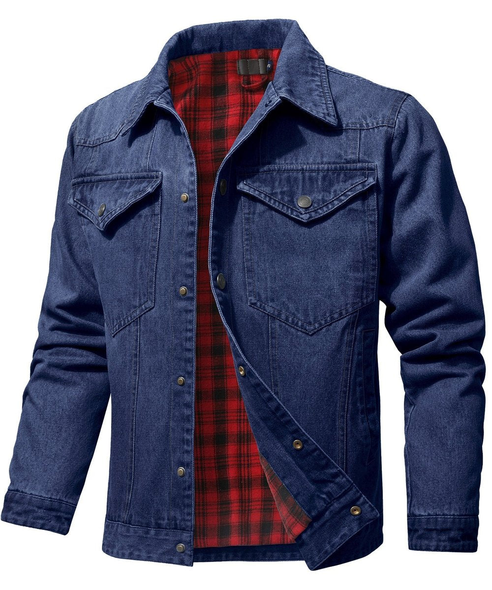 Noah | Men's Flannel-Lined Denim Jacket Trucker Style Button Front