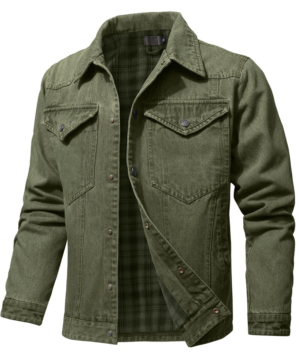 Noah | Men's Flannel-Lined Denim Jacket Trucker Style Button Front