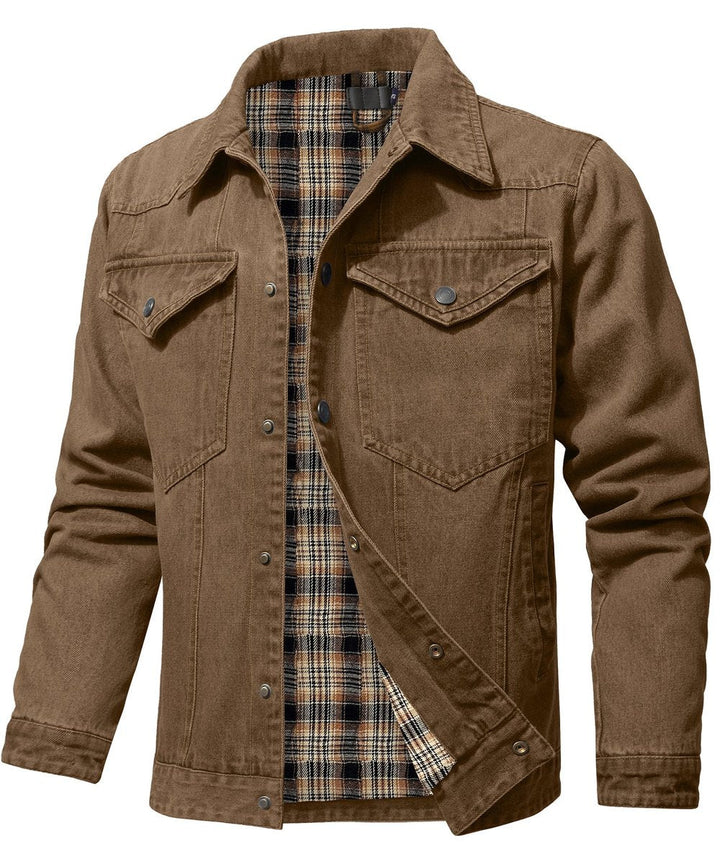 Noah | Men's Flannel-Lined Denim Jacket Trucker Style Button Front