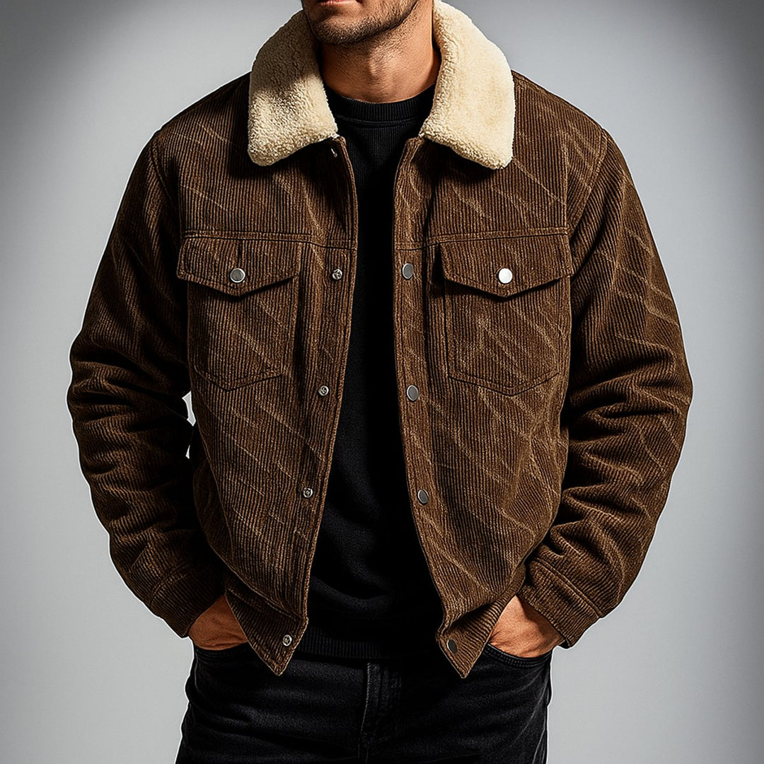 Alfie | Men's Fleece-Lined Corduroy Bomber Jacket Sherpa Collar