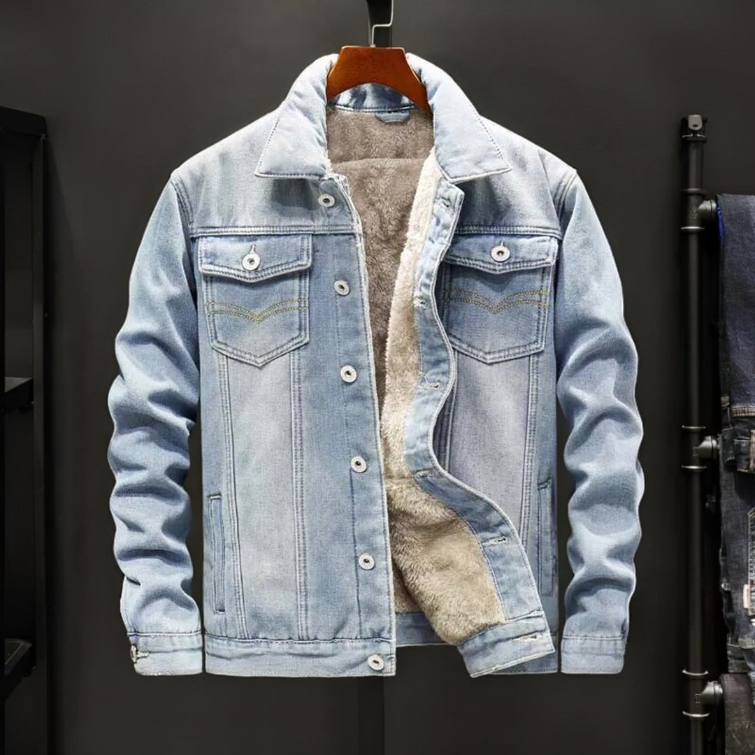 Jacob | Mens Fleece-Lined Denim Jacket Sherpa Bomber Windproof Coat