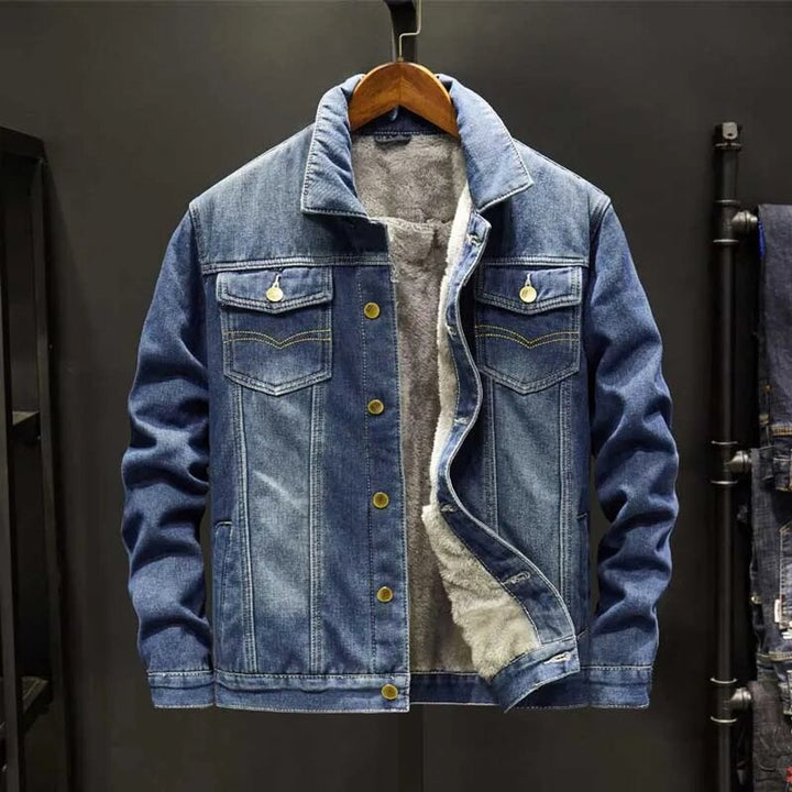 Jacob | Mens Fleece-Lined Denim Jacket Sherpa Bomber Windproof Coat