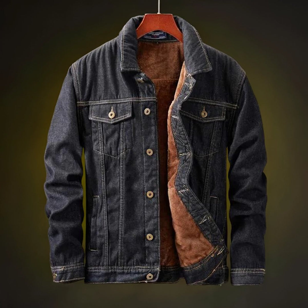 Jacob | Mens Fleece-Lined Denim Jacket Sherpa Bomber Windproof Coat