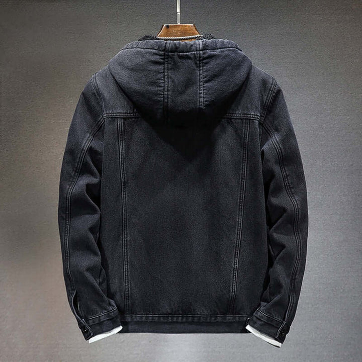 Edward | Men's Fleece-Lined Hooded Denim Jacket Bomber Outerwear Coat