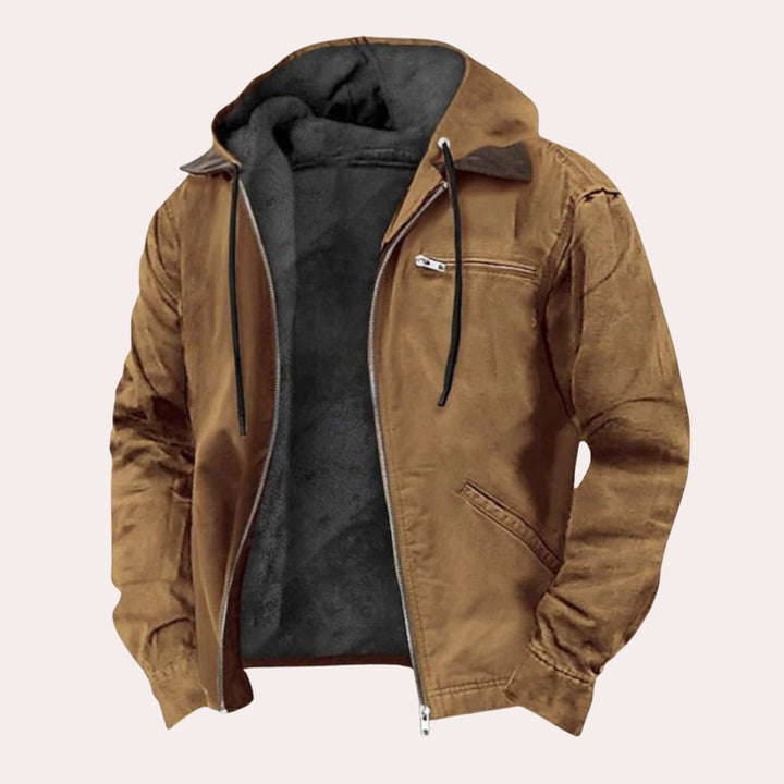 Oliver | Mens Fleece-Lined Hooded Zip-Up Canvas Jacket
