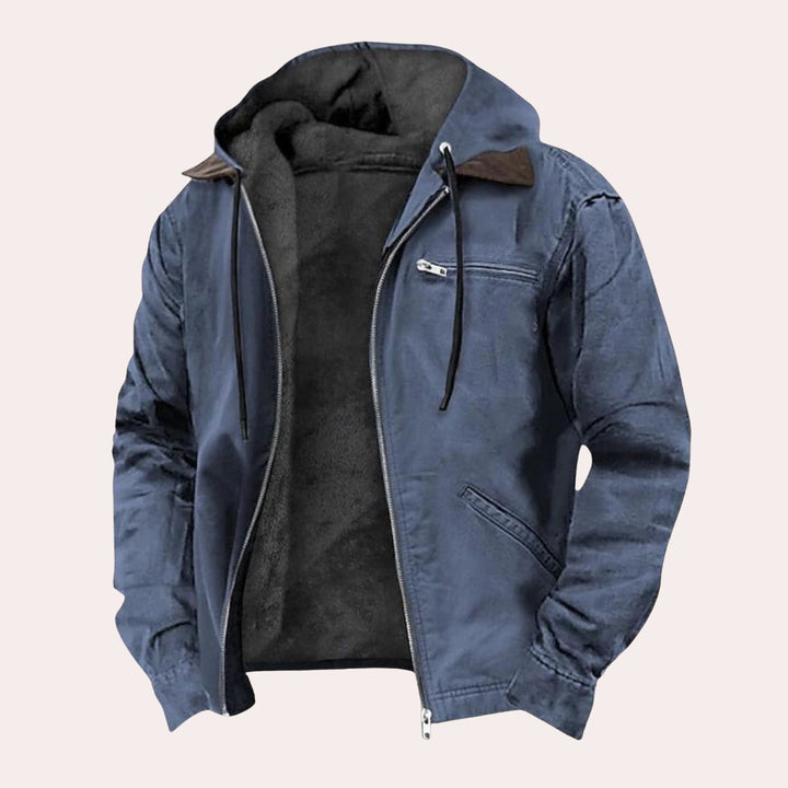 Oliver | Mens Fleece-Lined Hooded Zip-Up Canvas Jacket