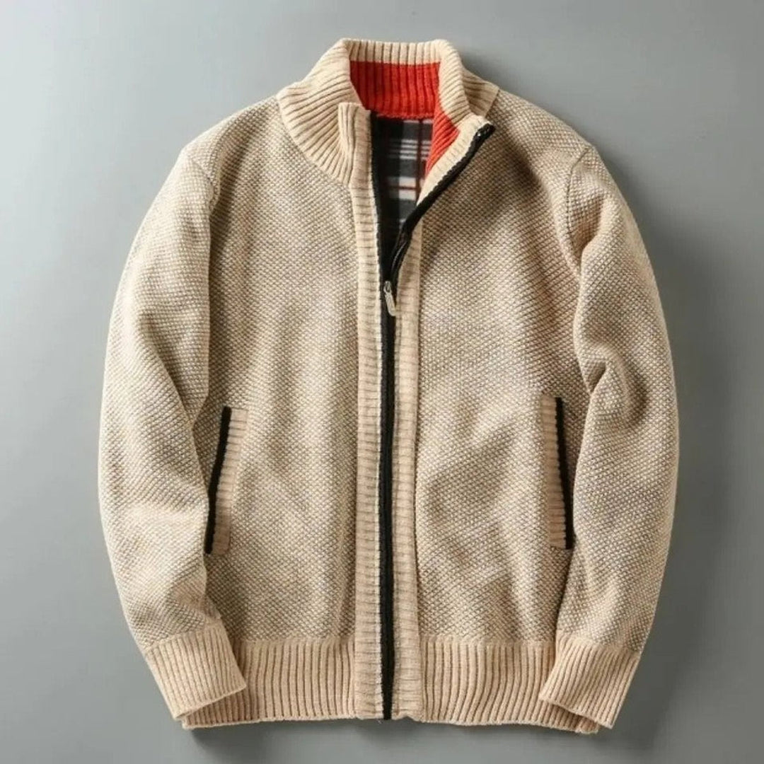 William | Men's Fleece-Lined Knit Zip-Up Bomber Jacket