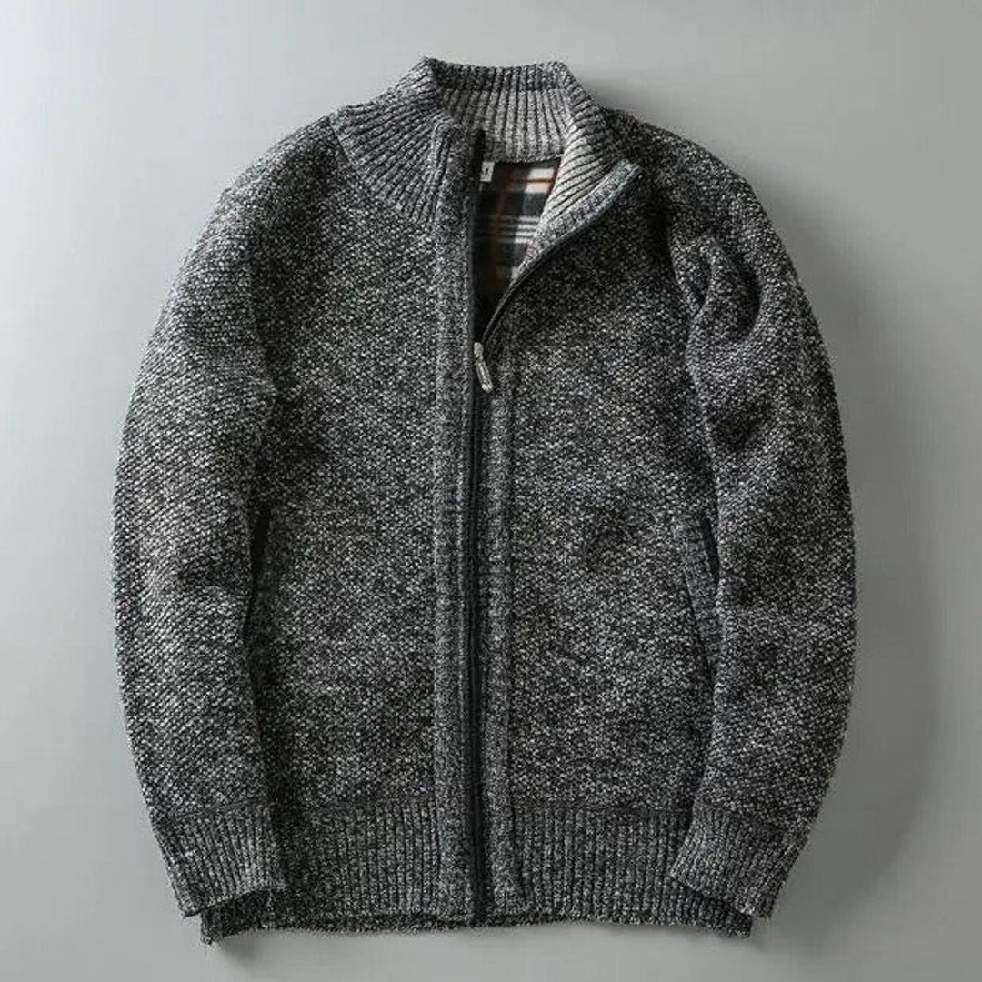 William | Men's Fleece-Lined Knit Zip-Up Bomber Jacket
