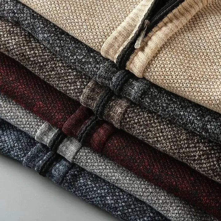 William | Men's Fleece-Lined Knit Zip-Up Bomber Jacket
