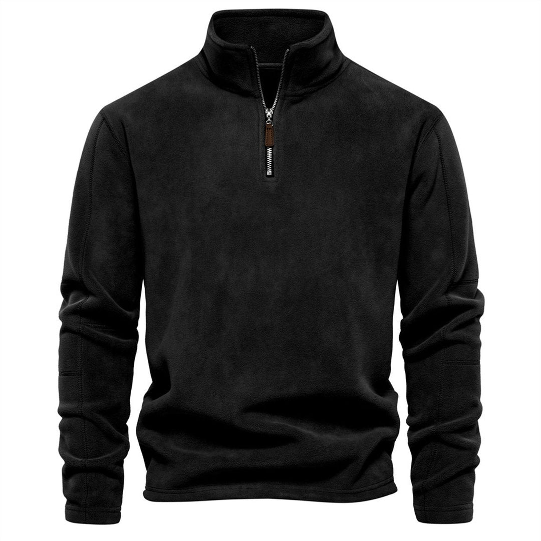 Charlie | Men's Fleece Quarter-Zip Jumper Relaxed Fit Stand Collar