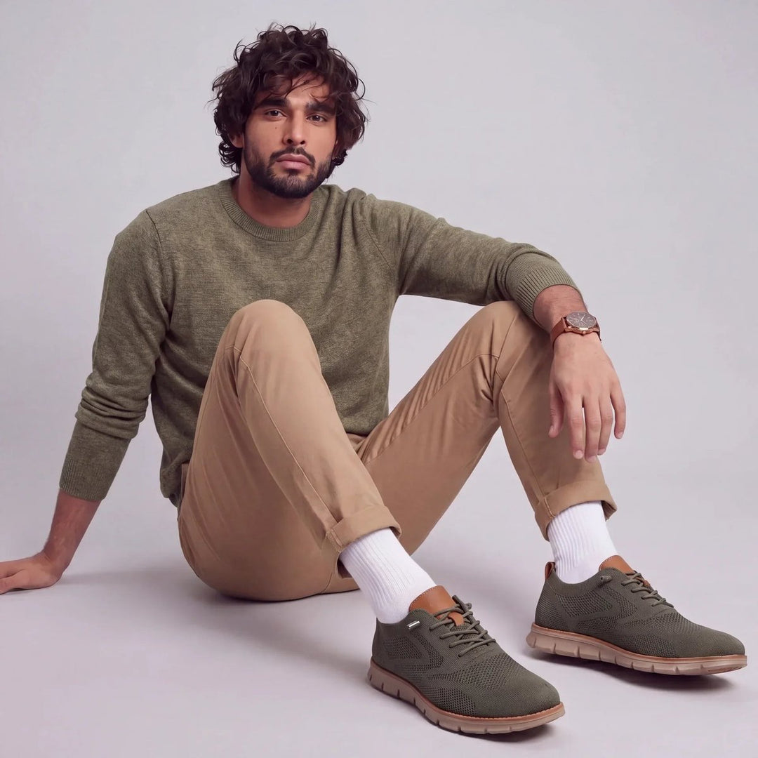 Henry | Men's Knit Lace-Up Casual Trainers Removable Foam Insole