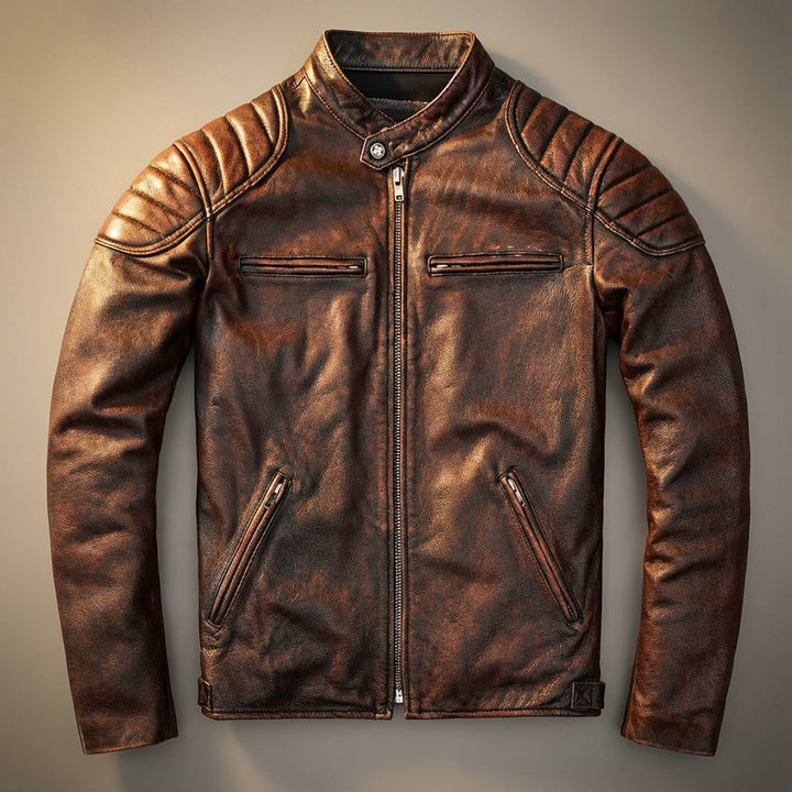 Oliver | Men's Full-Grain Leather Vintage Biker Jacket Mens Jackets