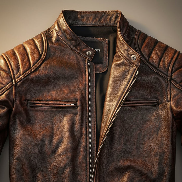 Oliver | Men's Full-Grain Leather Vintage Biker Jacket Mens Jackets