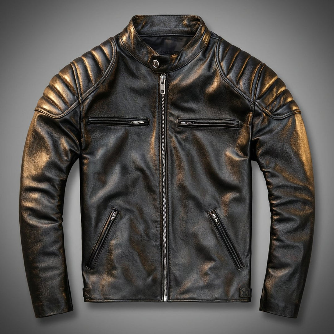 Oliver | Men's Full-Grain Leather Vintage Biker Jacket Mens Jackets