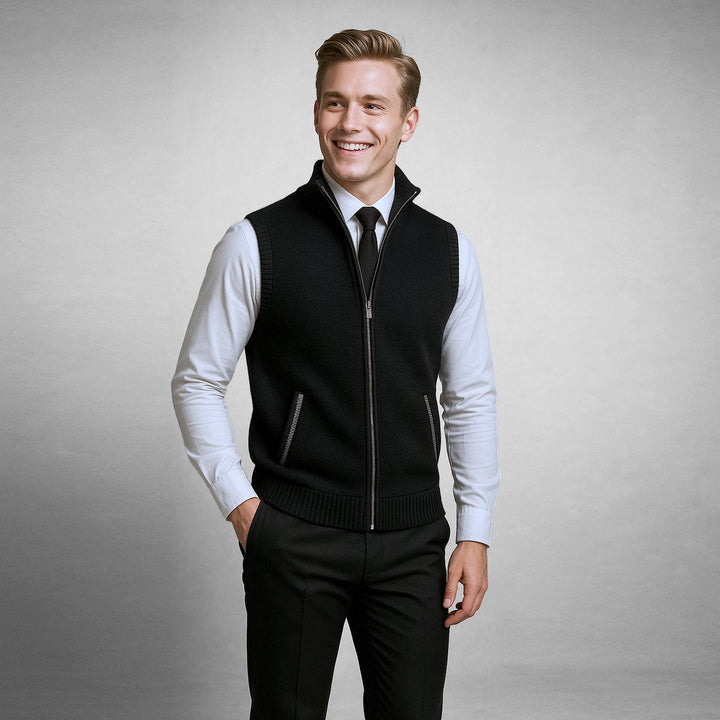 Muhammad | Men's Full-Zip Knitted Cardigan Sleeveless Lambswool Gilet