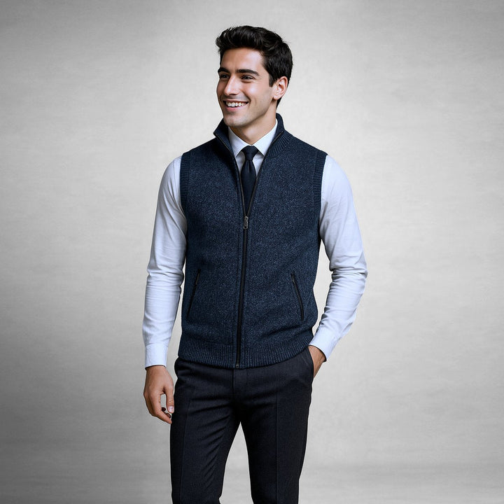 Muhammad | Men's Full-Zip Knitted Cardigan Sleeveless Lambswool Gilet