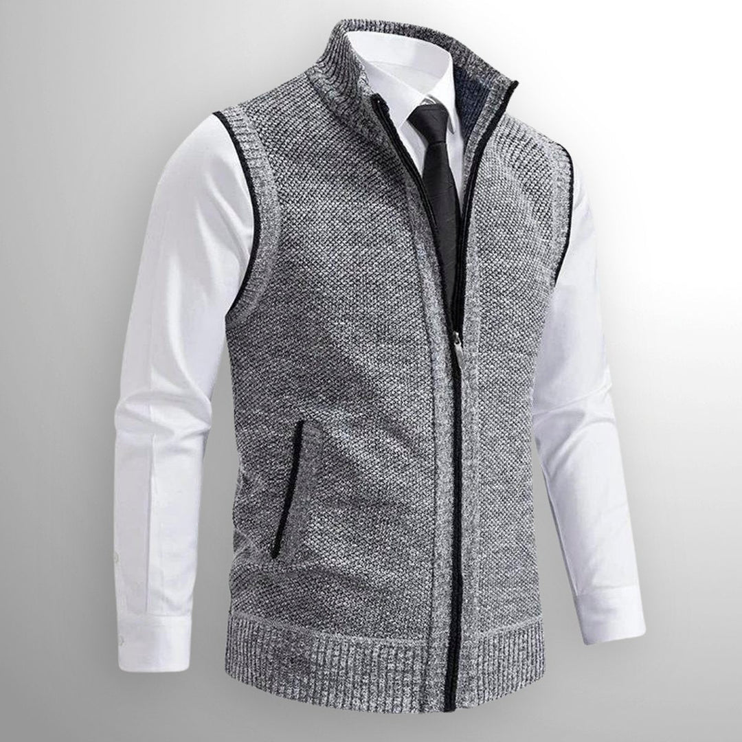 Muhammad | Men's Full-Zip Knitted Cardigan Sleeveless Lambswool Gilet